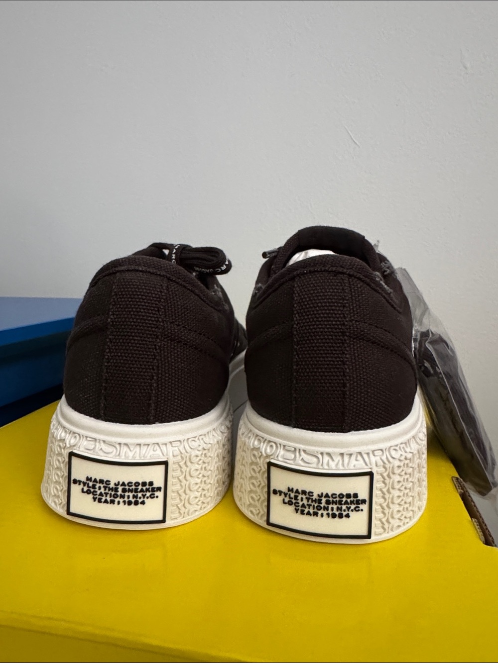 Marc Jacobs The Sneaker Black Canvas Platform Sneakers w/ White Sole - Picture 2 of 11